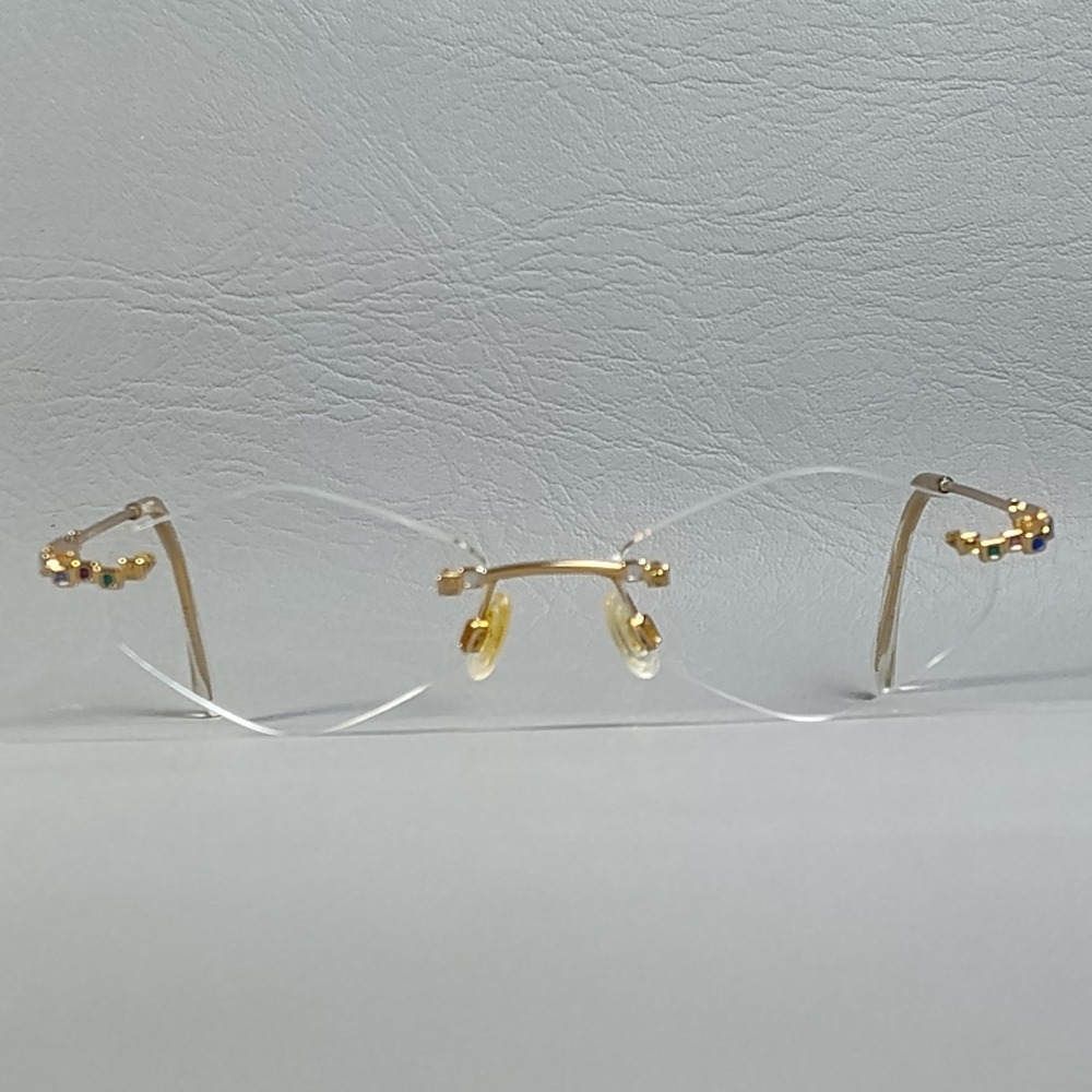 Vintage 90s Cazal Gold Rimless Hexagon Eyeglass Frames  MOD. 424  COL. 971 READ